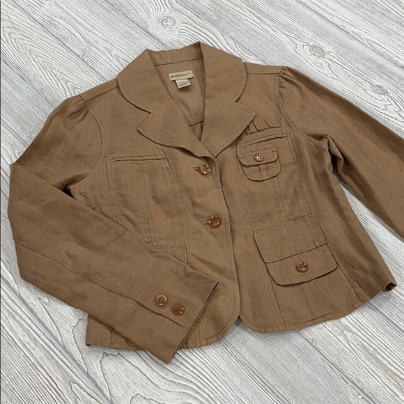 Anthropologie Jackets & Blazers - Anthropologie Elevenses Brown Linen Jacket - sz 4